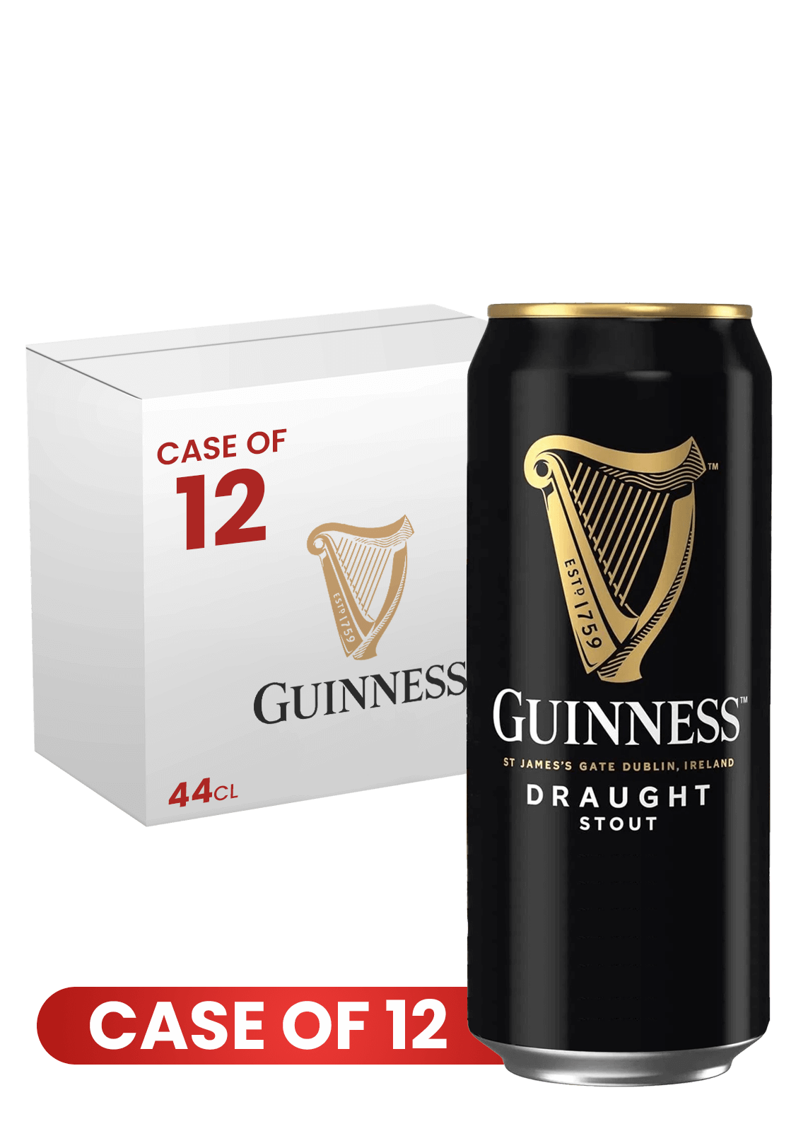 Guinness Draught Beer Can 44 CL X 12 Case