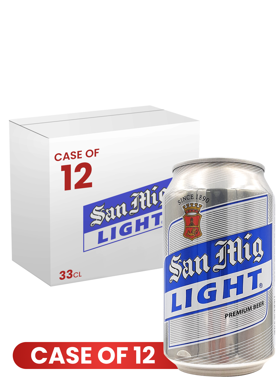 San Miguel Light Can 33 CL X 12 Case