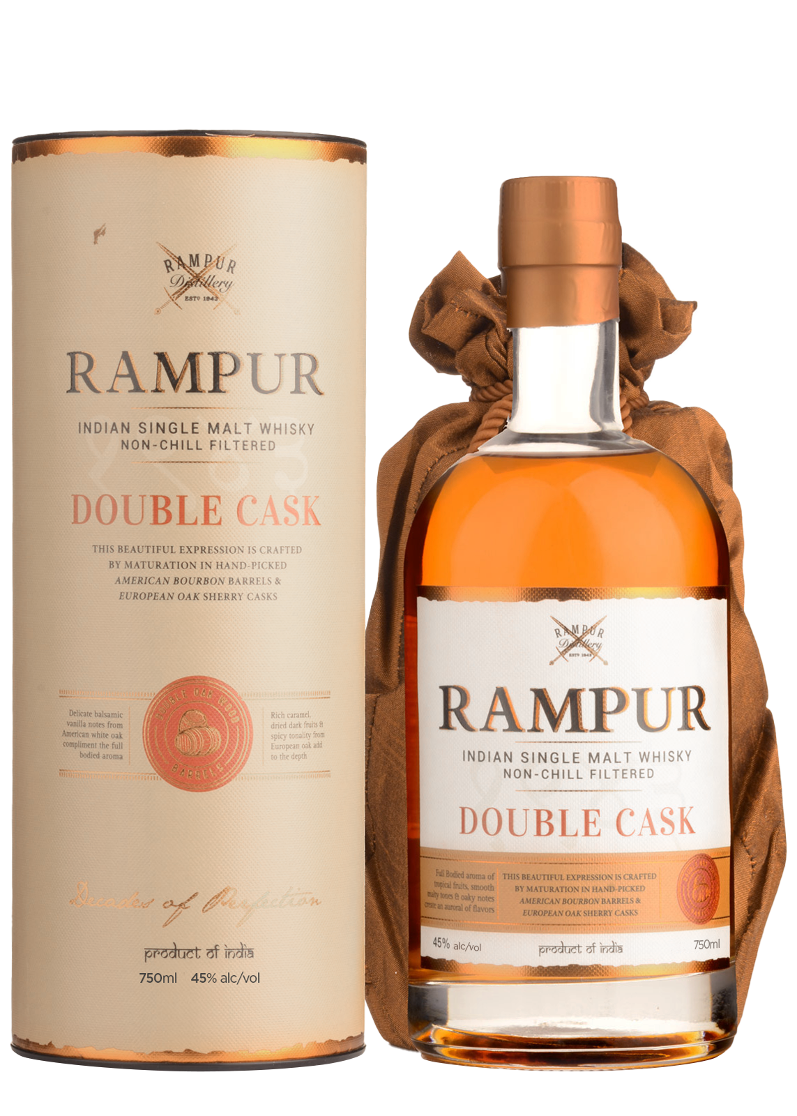Rampur Double Cask India Single Malt Whisky 75Cl