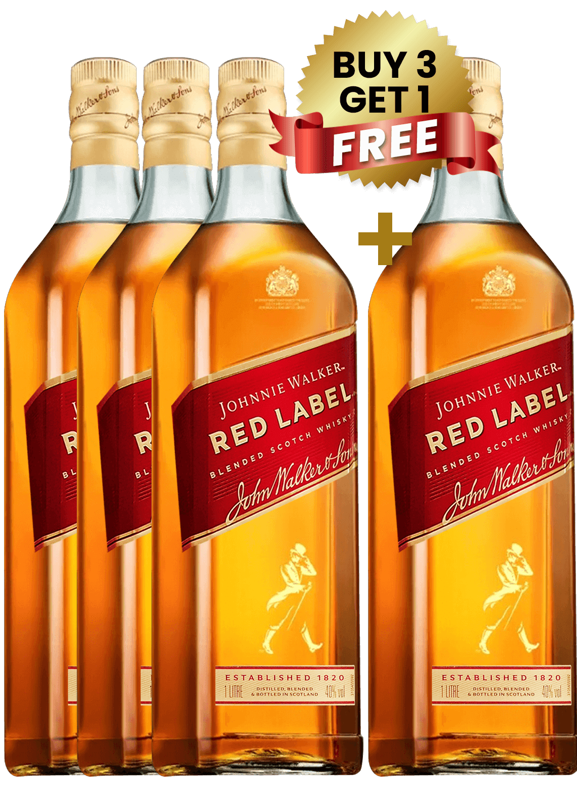 Johnnie Walker Red Label 1 Ltr Buy 3 Get 1 Free