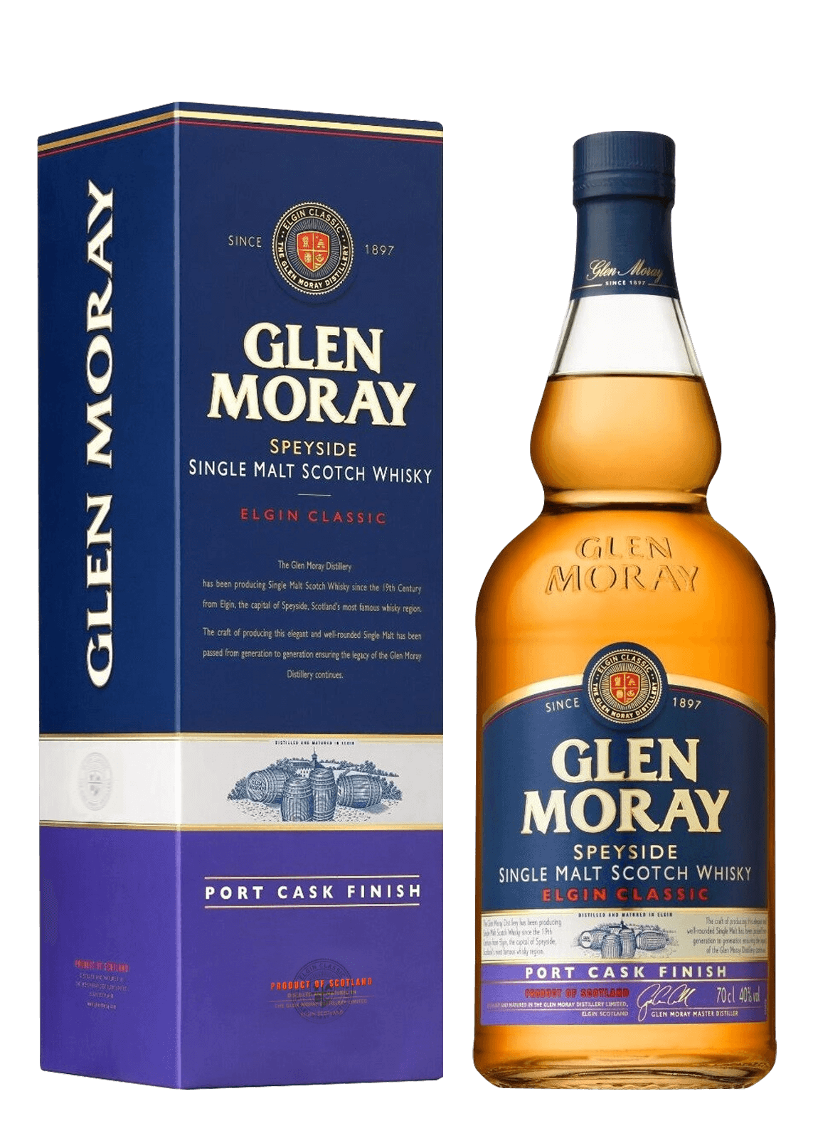 Glen Moray Speyside Single Malt Port Cask Finish 70Cl